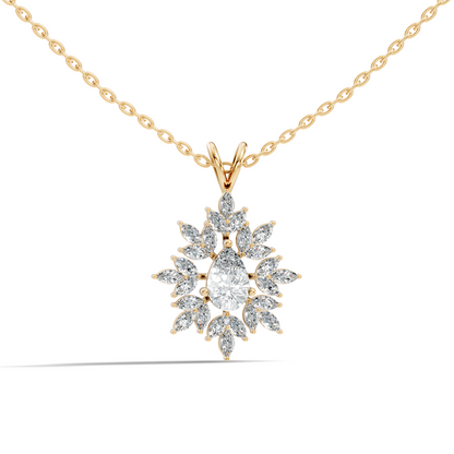 Vintage 1.30 CT Pear Cut Labgrown Diamond Pendant Necklace In 14K Gold Jewelry