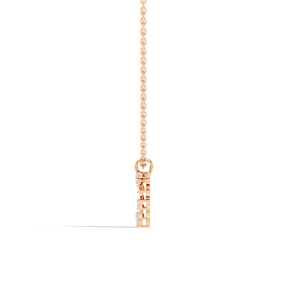 Princess Cut Diamond Necklace Pendant In 14K Solid Gold Anniversary Gift