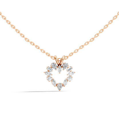 Princess Cut Diamond Necklace Pendant In 14K Solid Gold Anniversary Gift