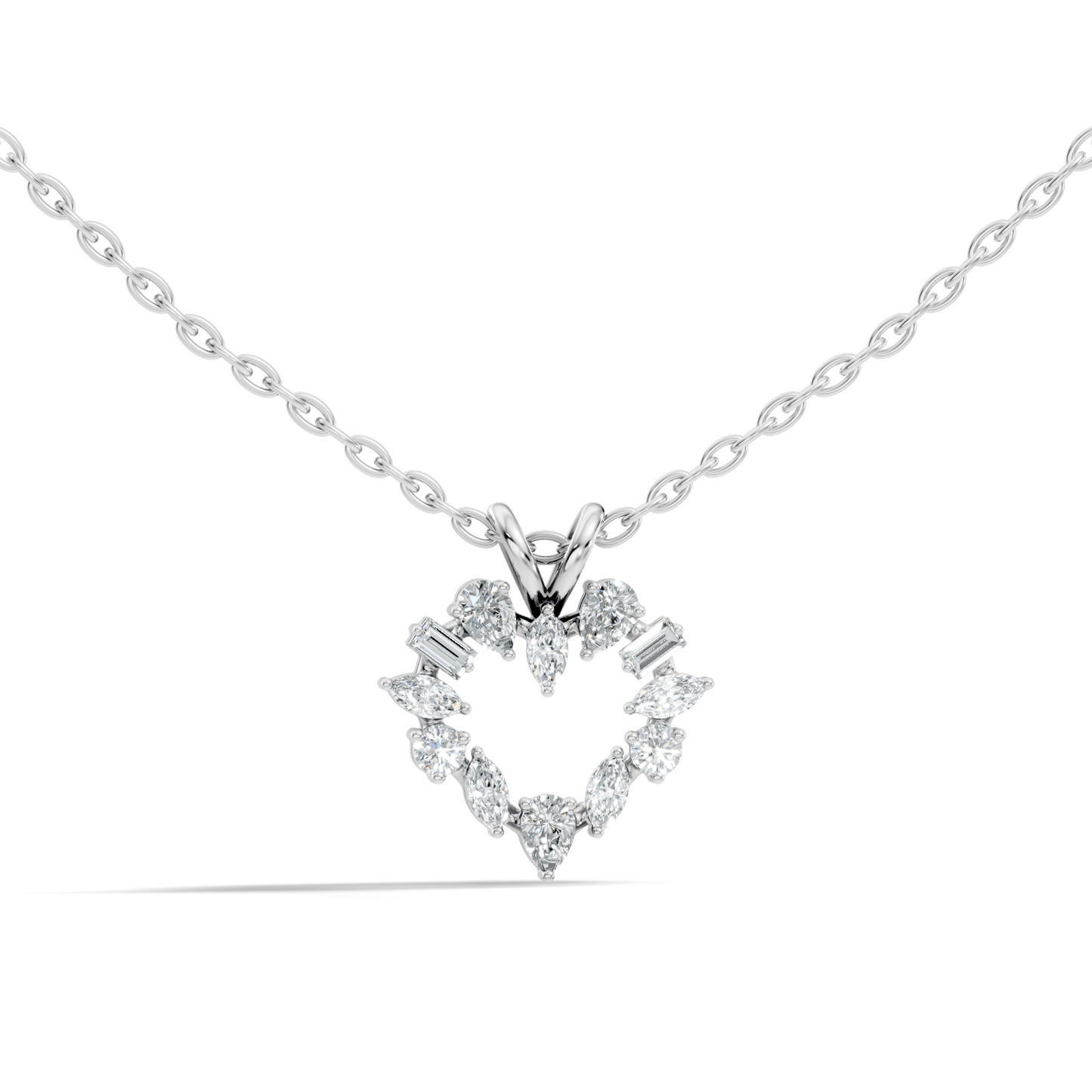 Princess Cut Diamond Necklace Pendant In 14K Solid Gold Anniversary Gift