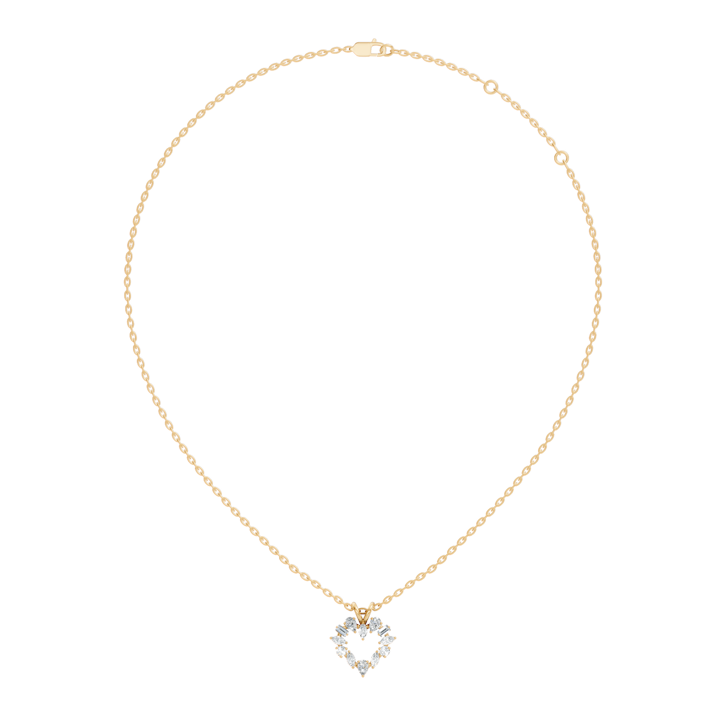 Princess Cut Diamond Necklace Pendant In 14K Solid Gold Anniversary Gift