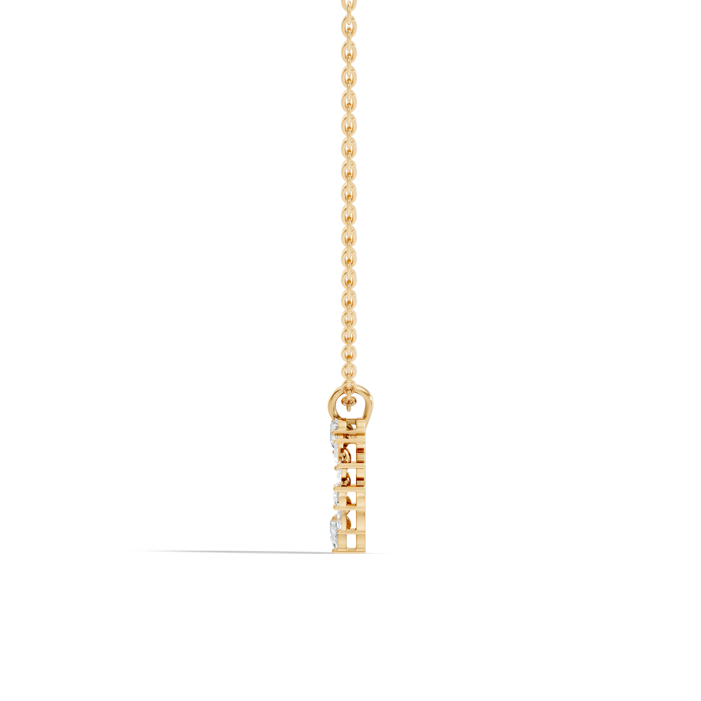Princess Cut Diamond Necklace Pendant In 14K Solid Gold Anniversary Gift