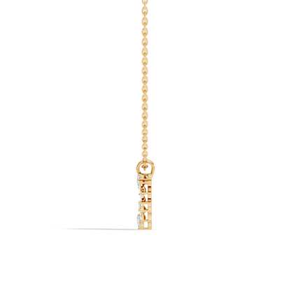 Princess Cut Diamond Necklace Pendant In 14K Solid Gold Anniversary Gift