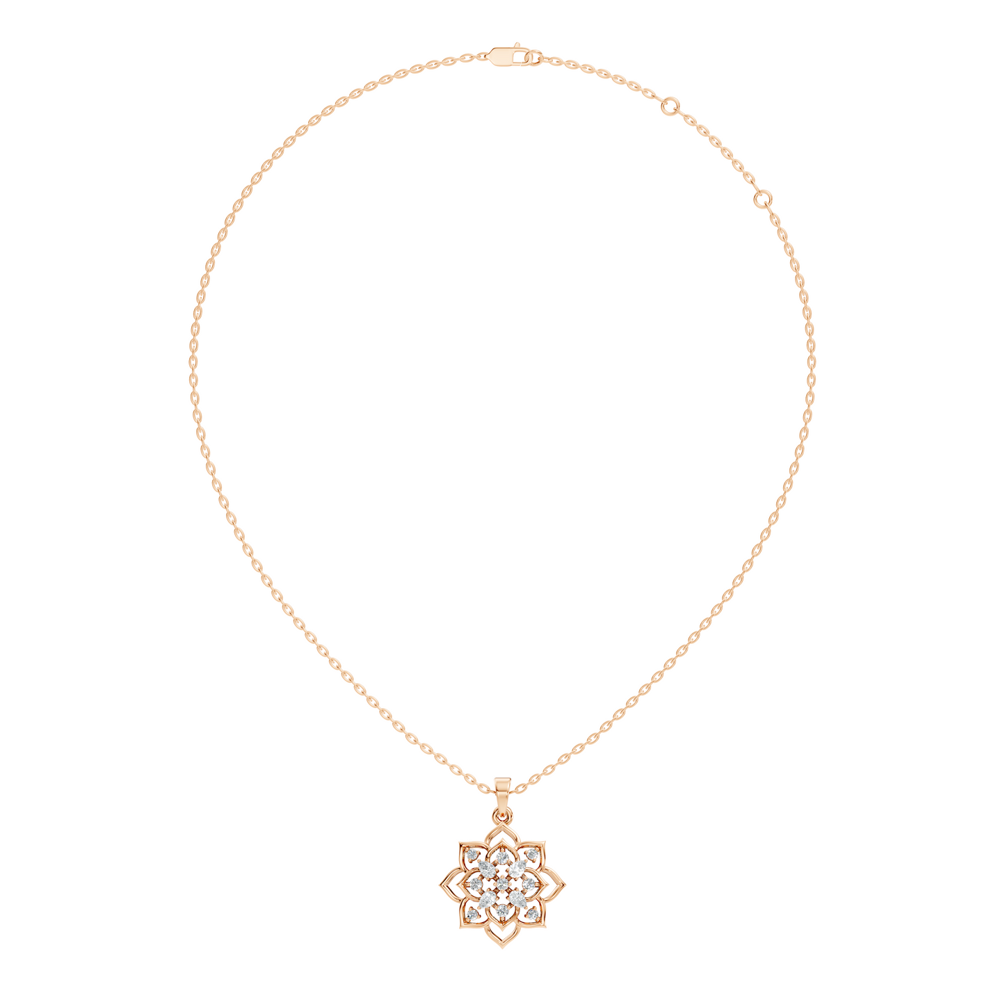 Vintage Inspired 14K Gold Pear Cut Diamond Necklace Pendant Anniversary Gift For Her