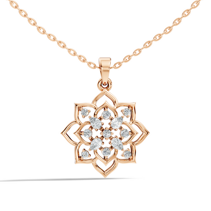 Vintage Inspired 14K Gold Pear Cut Diamond Necklace Pendant Anniversary Gift For Her