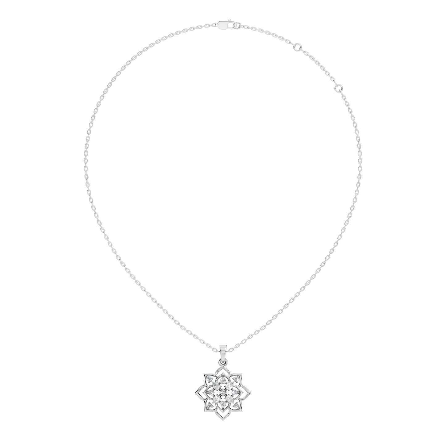 Vintage Inspired 14K Gold Pear Cut Diamond Necklace Pendant Anniversary Gift For Her