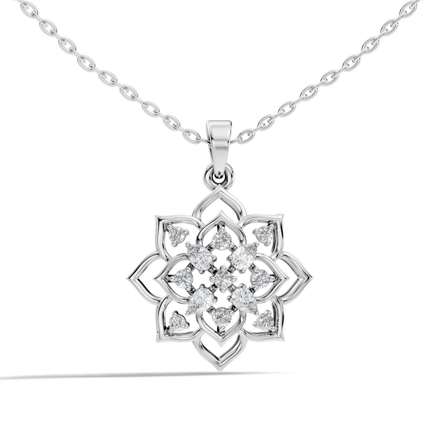 Vintage Inspired 14K Gold Pear Cut Diamond Necklace Pendant Anniversary Gift For Her