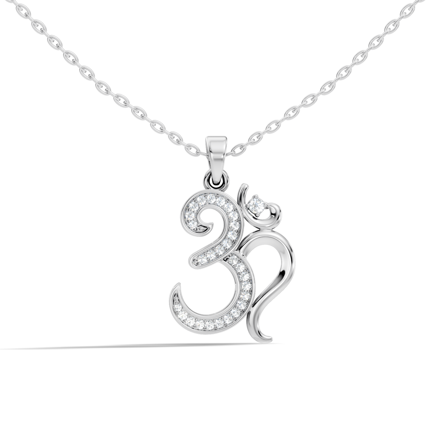 14K Gold Round Cut Diamond Om Pendant for Unisex Spiritual Jewelry