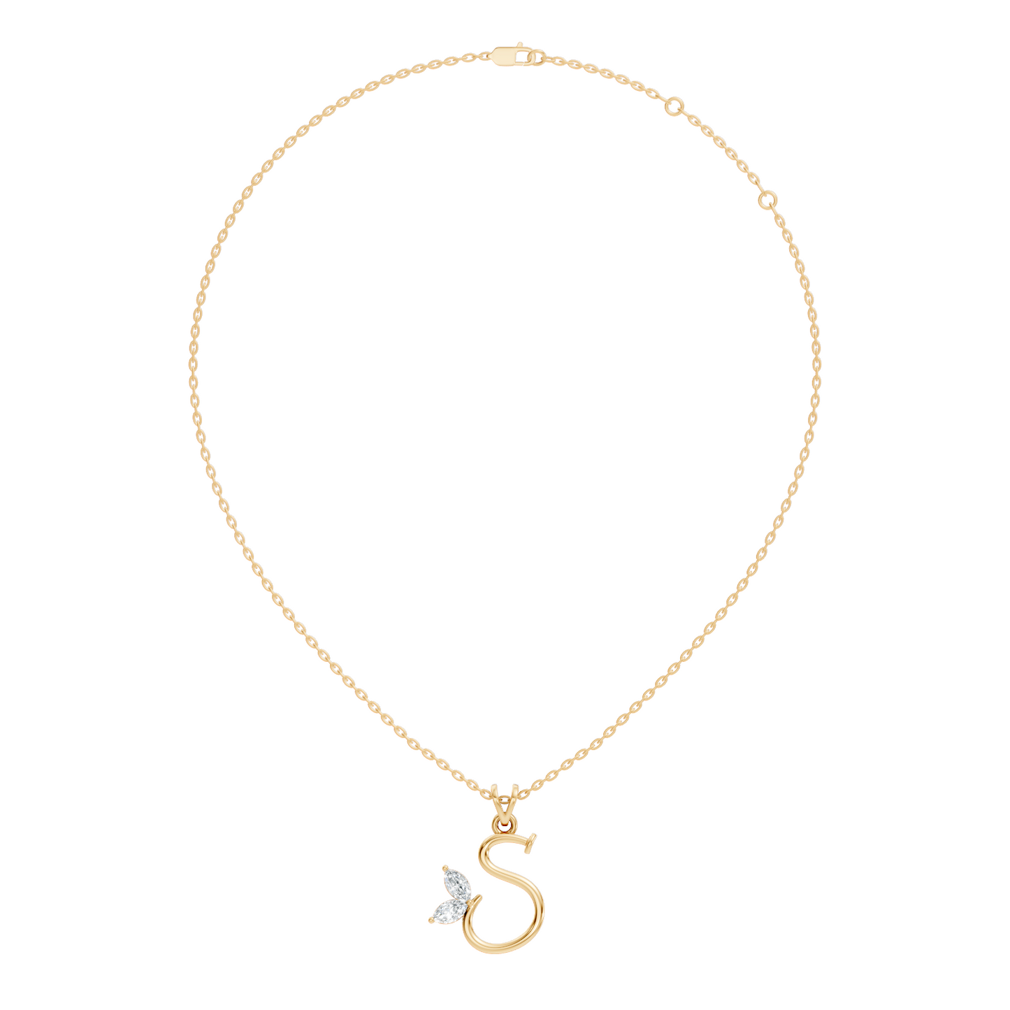 Elegant S Letter Diamond Pendant 0.36 Carat Unisex Jewelry In 14K Solid Yellow Gold