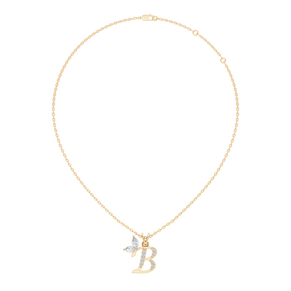 14K Gold Unisex Pendant with Round & Marquise Cut Diamonds Alphabet B Inspired Jewelry