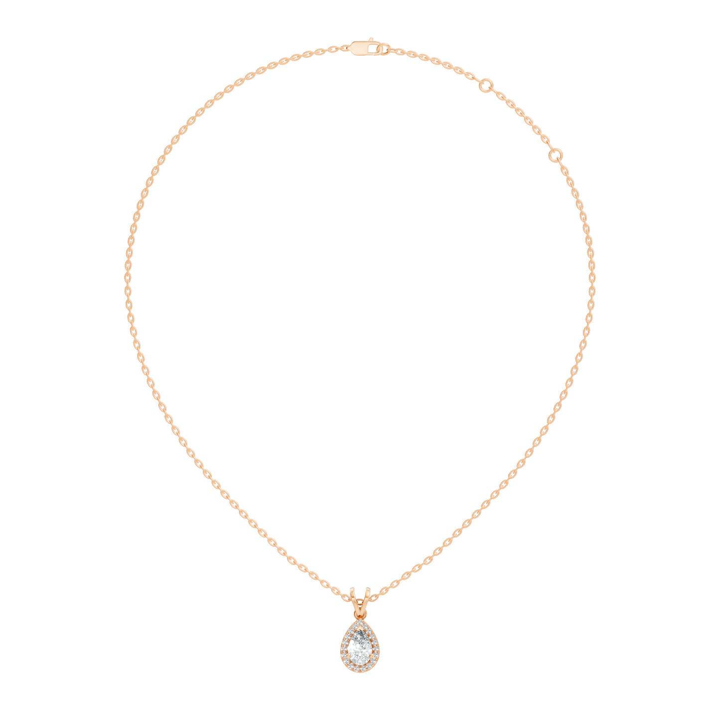 Vintage 14K White Gold Diamond Pendant 0.87 CT Lab-Grown Pear & Round Diamonds Jewelry