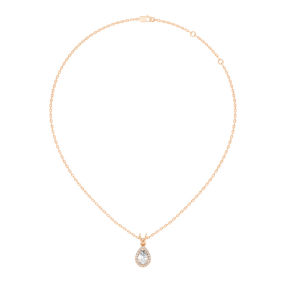 Vintage 14K White Gold Diamond Pendant 0.87 CT Lab-Grown Pear & Round Diamonds Jewelry