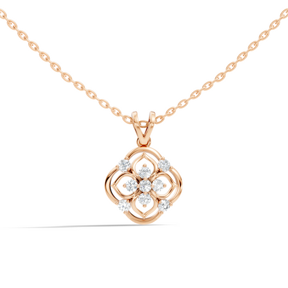 Ecofriendly Gift For Her Vintage Round Cut Diamond Pendant in 14K Gold