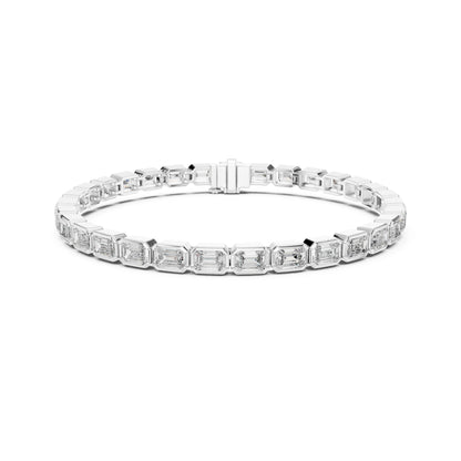 9.30Ct Emerald Cut Top Grade Diamond Elegant Minimalist Bezel Set Vintage Stunning Party Wear Bracelet  For Her