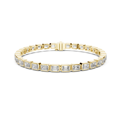 9.30Ct Emerald Cut Top Grade Diamond Elegant Minimalist Bezel Set Vintage Stunning Party Wear Bracelet  For Her
