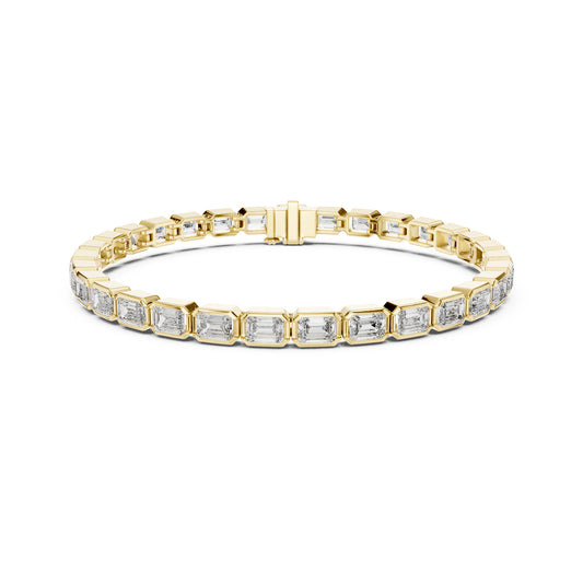 9.30Ct Emerald Cut Top Grade Diamond Elegant Minimalist Bezel Set Vintage Stunning Party Wear Bracelet  For Her