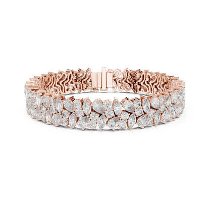 15.48Ct Round, Pear and Marquise Cut Top Grade Lab Grown Diamond Unique Prong Set Bridesmaid Tennis Bracelet