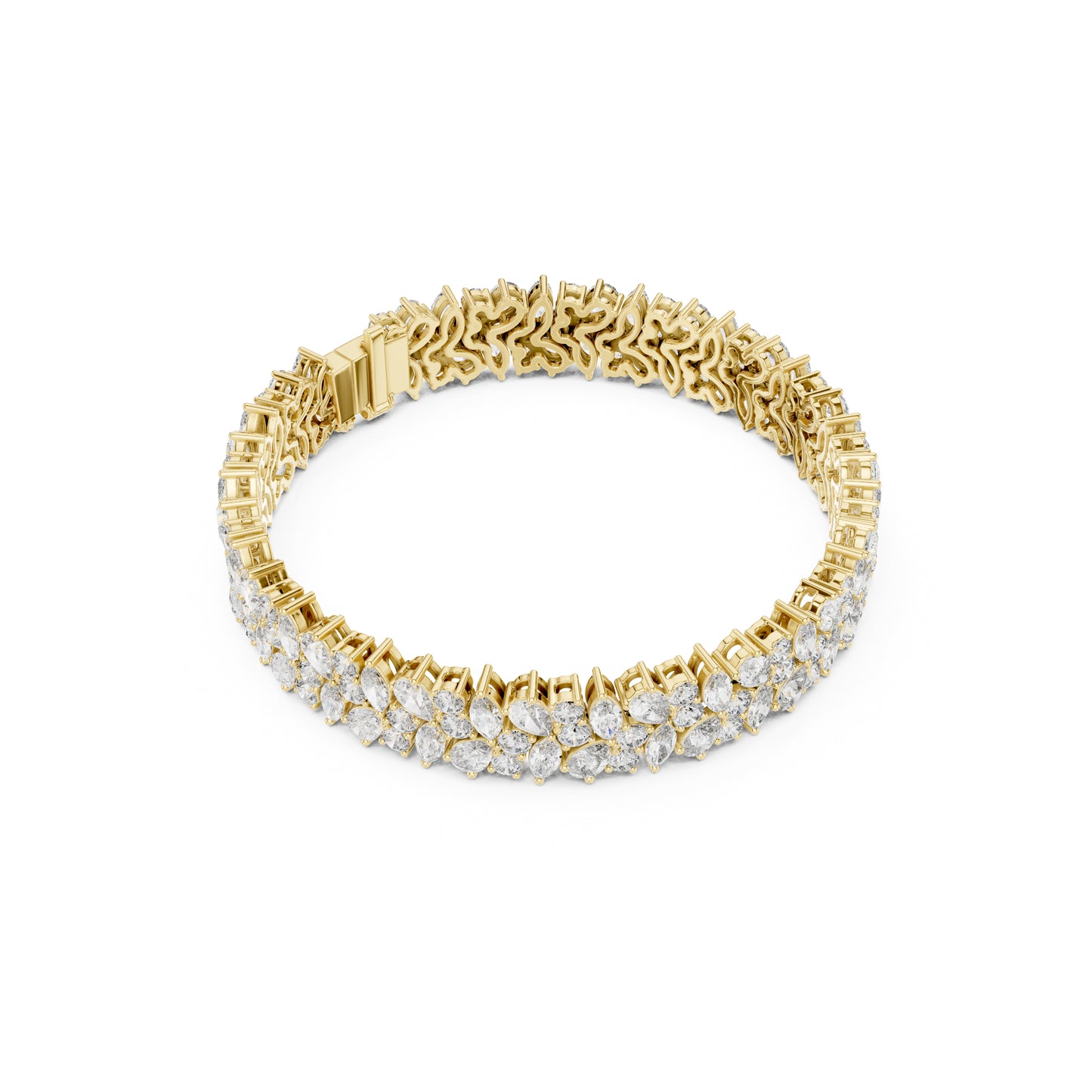 15.48Ct Round, Pear and Marquise Cut Top Grade Lab Grown Diamond Unique Prong Set Bridesmaid Tennis Bracelet