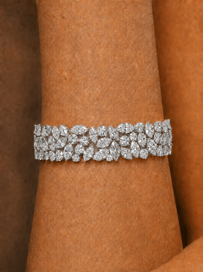 Lab Grown Diamond Round Pear & Marquise Cut Gold Tennis Bracelet