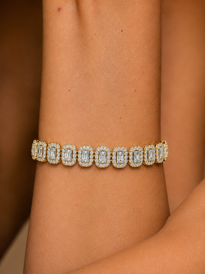 Halo Cushion Princess & Round Lab Grown Tennis Diamond Bracelet