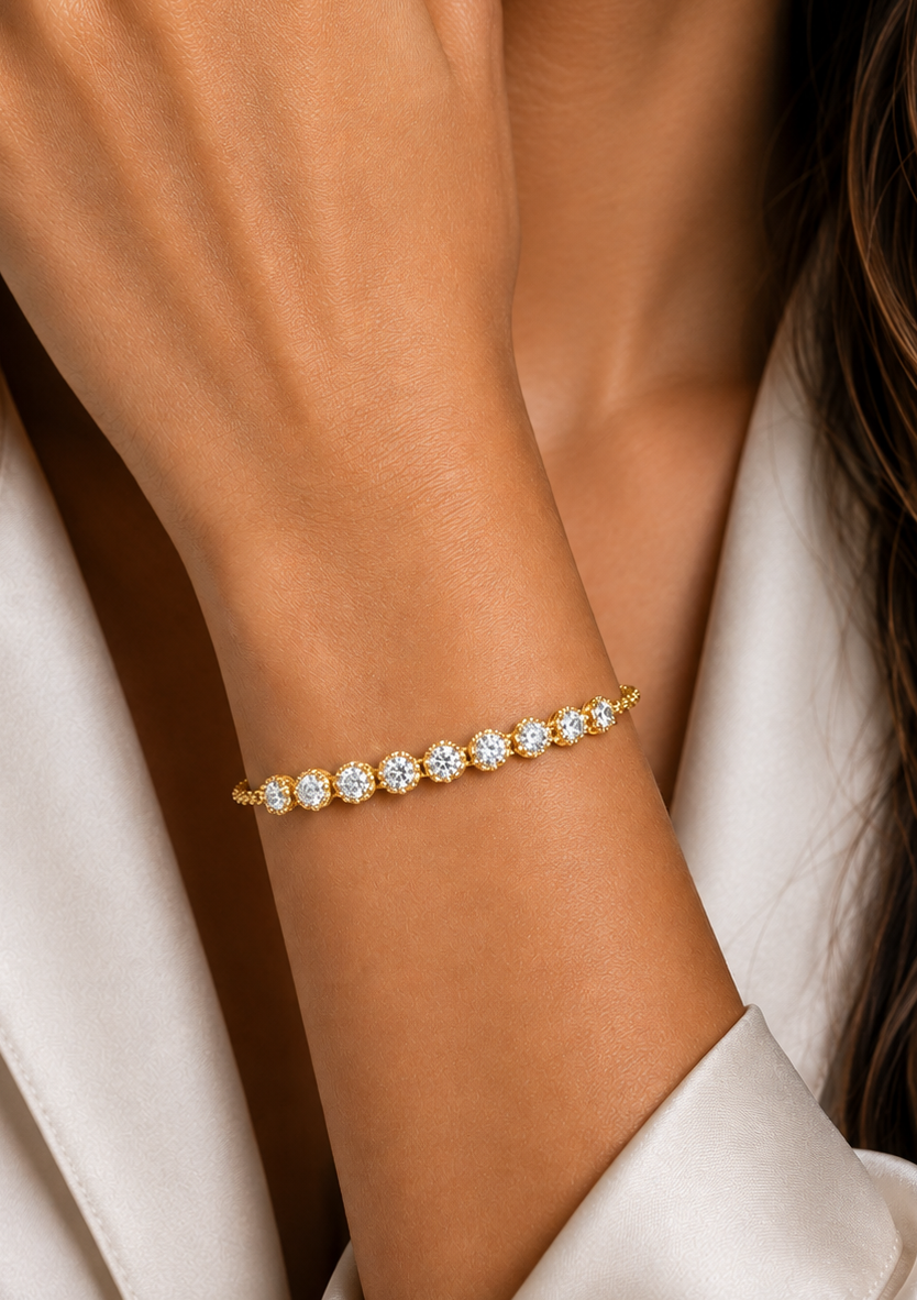 Round Cut Lab Grown Diamond Tennis Classic Bracelet
