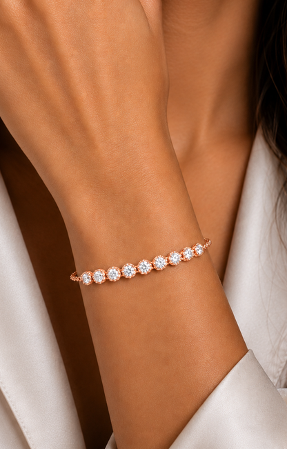 Round Cut Lab Grown Diamond Tennis Classic Bracelet