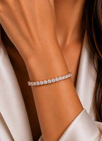 Round Lab Grown Diamond Line Prong Set Bracelet