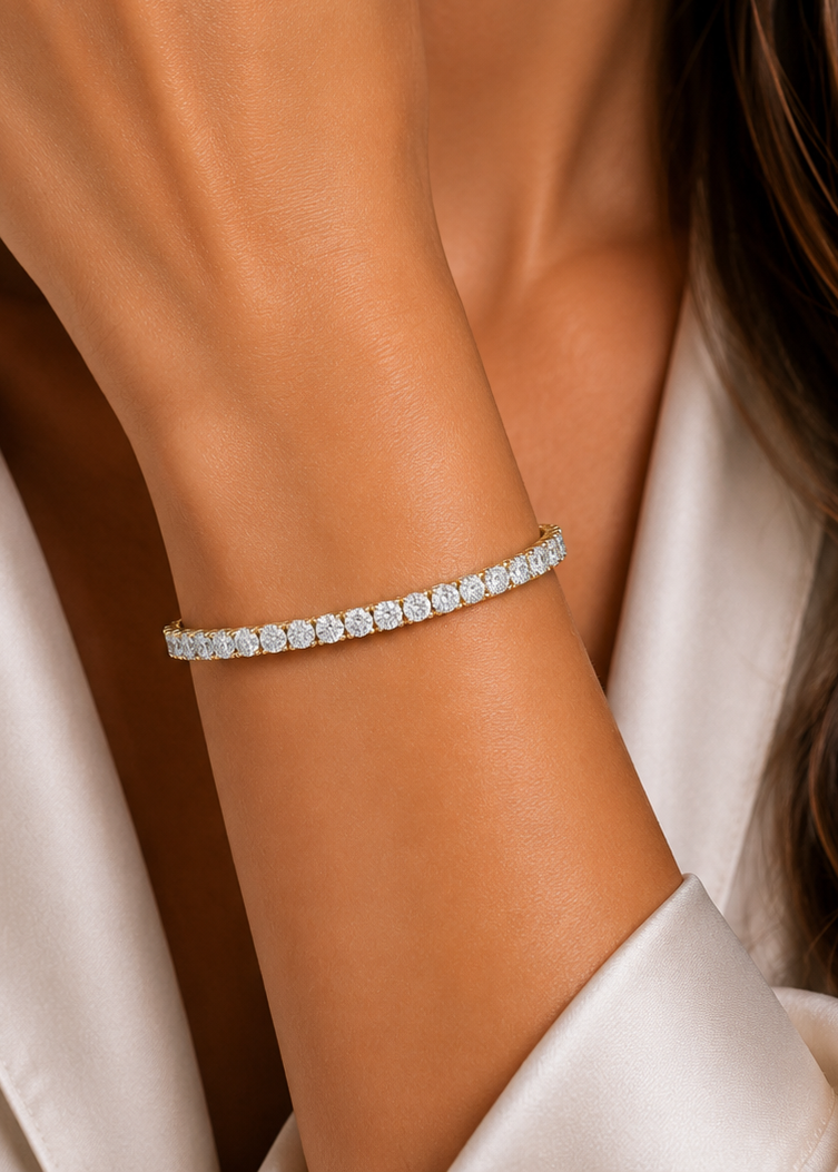 Round Lab Grown Diamond Line Prong Set Bracelet
