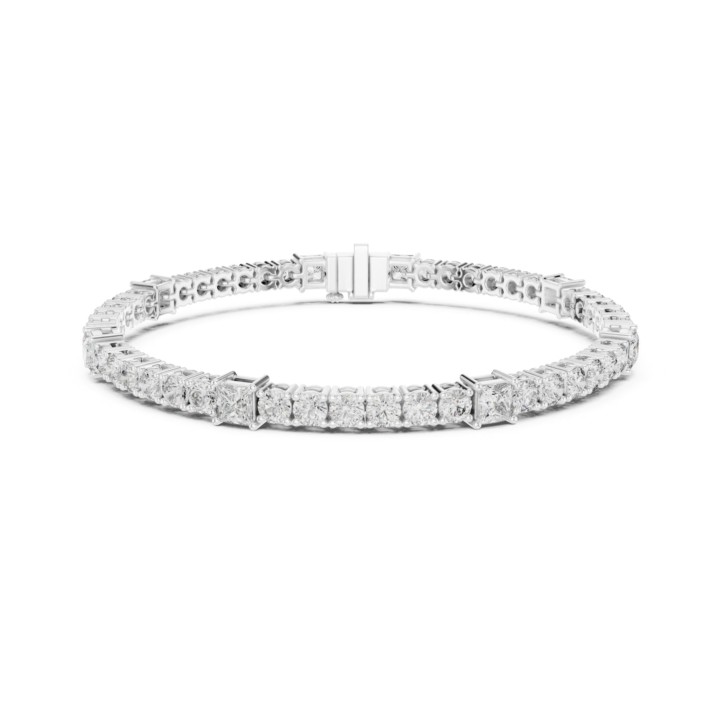 6.52Ct Round and Princess Cut White Colorless Lab Grown Diamond Unique Vintage Elegant Classic Wedding  Bracelet Gift For Women's