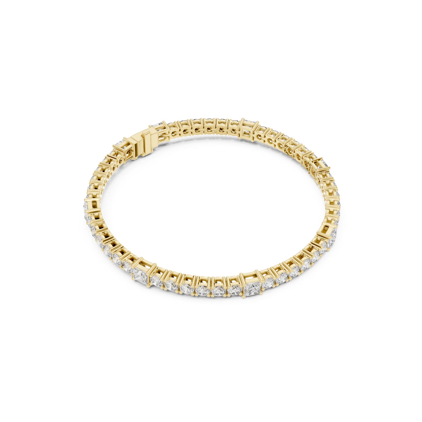 6.52Ct Round and Princess Cut White Colorless Lab Grown Diamond Unique Vintage Elegant Classic Wedding  Bracelet Gift For Women's