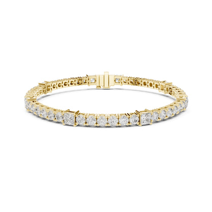 6.52Ct Round and Princess Cut White Colorless Lab Grown Diamond Unique Vintage Elegant Classic Wedding  Bracelet Gift For Women's