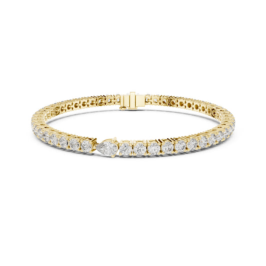 5.25Ct Pear and Round Cut Lab Grown Diamond Unique Delicate Cluster Statement Tennis Bracelet Gift For Her