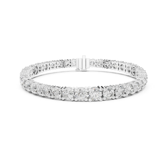 White Colorless 12.10Ct Round Cut Diamond Vintage Minimalist Stacking Handmade Tennis Party Wear Bracelet For Women's