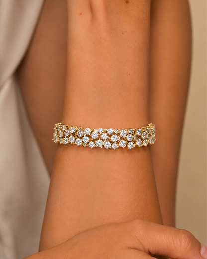 Lab Grown Round Diamond Multi Row Rose Gold Tennis Bracelet
