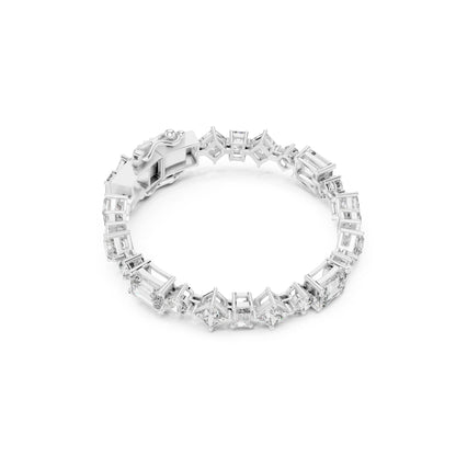 14K Solid Gold Multi Shape Top Grade Lab Grown Diamond Unique Art Deco Dainty Engagement Tennis Bracelet Gift For Her