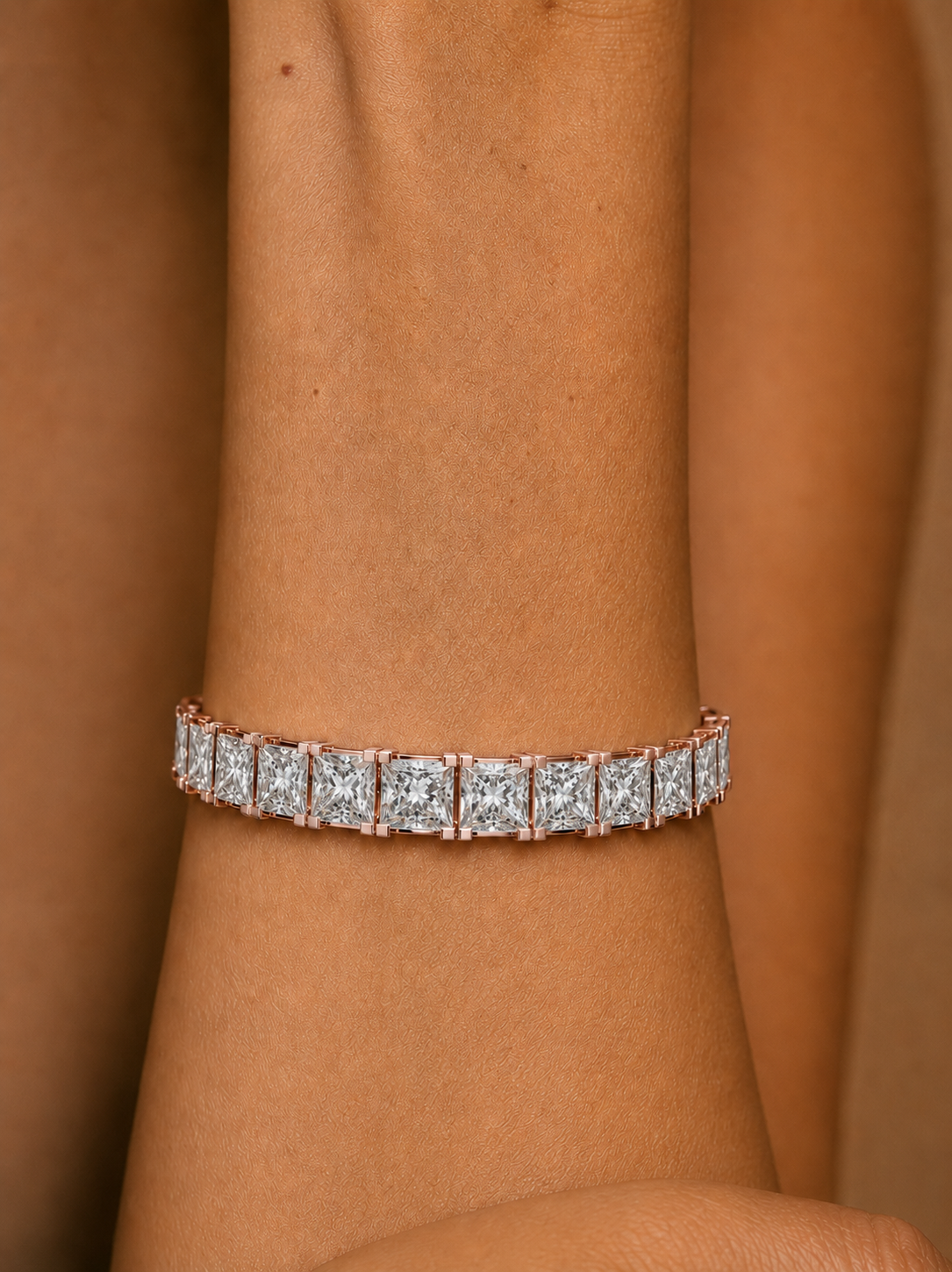 Classic Princess Cut Lab Grown Diamond Tennis Bracelet