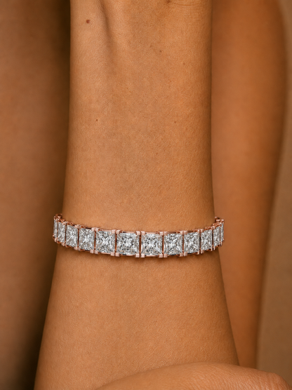 Classic Princess Cut Lab Grown Diamond Tennis Bracelet