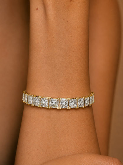 Classic Princess Cut Lab Grown Diamond Tennis Bracelet