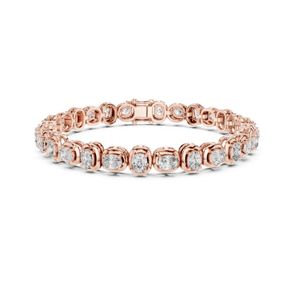 Round Cut Top Grade Labgrown Diamond Elegant Prong Set Classic Wedding Tennis Bracelet For Women's