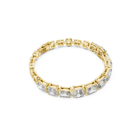 15.04 CT Emerald Or Radiant Cut Lab Grown Diamond Unique Art Deco 14K Solid Gold Bridal Tennis Bracelets