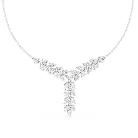 14.70 Ct 10k Solid White Gold Pear & Round Natural Diamond Graduation Necklace Fantastic Gift For her