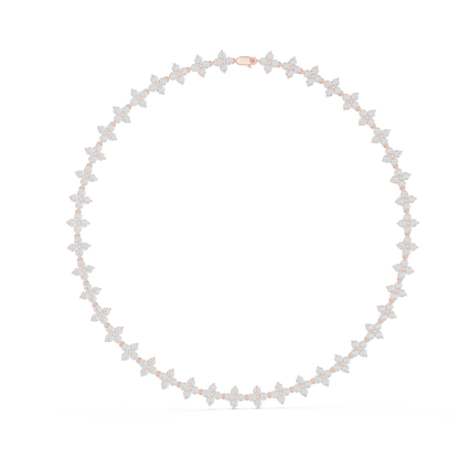 19.80 Ct 18K Solid Rose Gold Round Shapes Natural & Lab Grown Diamond Tennis Necklace Gift For Her