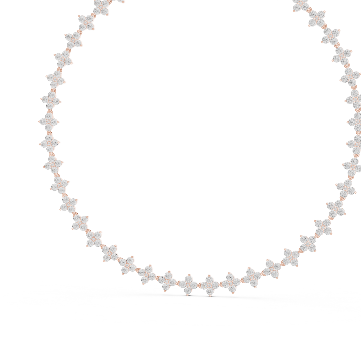 19.80 Ct 18K Solid Rose Gold Round Shapes Natural & Lab Grown Diamond Tennis Necklace Gift For Her