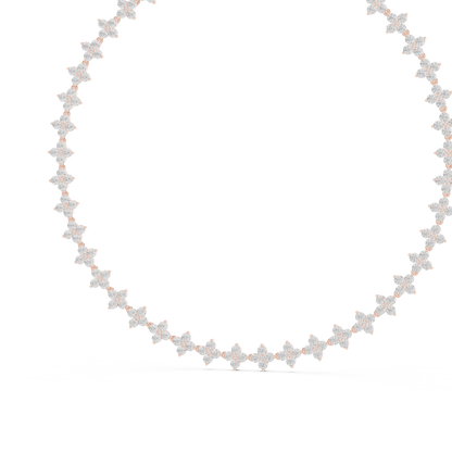 19.80 Ct 18K Solid Rose Gold Round Shapes Natural & Lab Grown Diamond Tennis Necklace Gift For Her