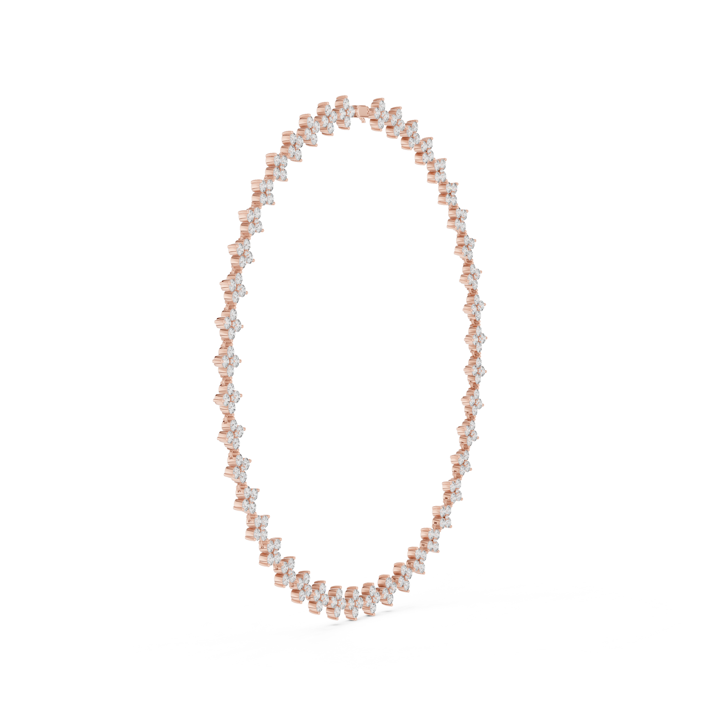 19.80 Ct 18K Solid Rose Gold Round Shapes Natural & Lab Grown Diamond Tennis Necklace Gift For Her