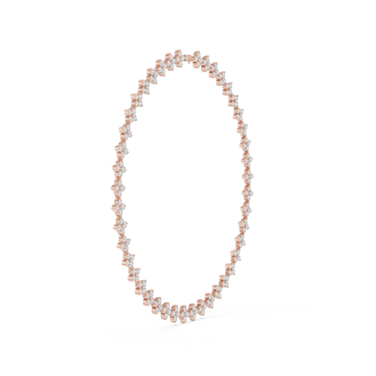 19.80 Ct 18K Solid Rose Gold Round Shapes Natural & Lab Grown Diamond Tennis Necklace Gift For Her