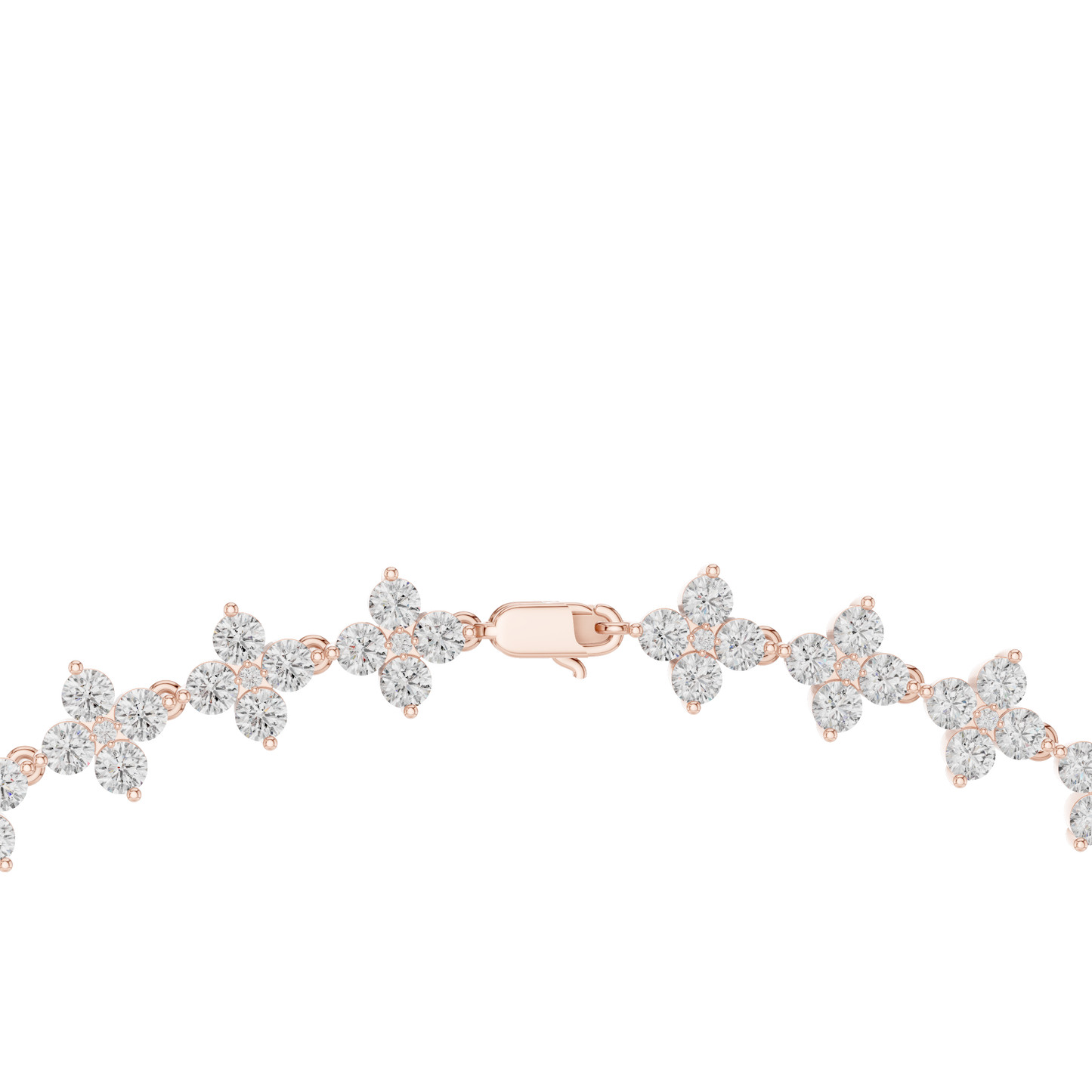 19.80 Ct 18K Solid Rose Gold Round Shapes Natural & Lab Grown Diamond Tennis Necklace Gift For Her