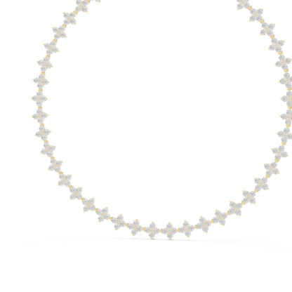 19.80 Ct 18K Solid Rose Gold Round Shapes Natural & Lab Grown Diamond Tennis Necklace Gift For Her