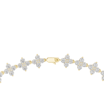 19.80 Ct 18K Solid Rose Gold Round Shapes Natural & Lab Grown Diamond Tennis Necklace Gift For Her