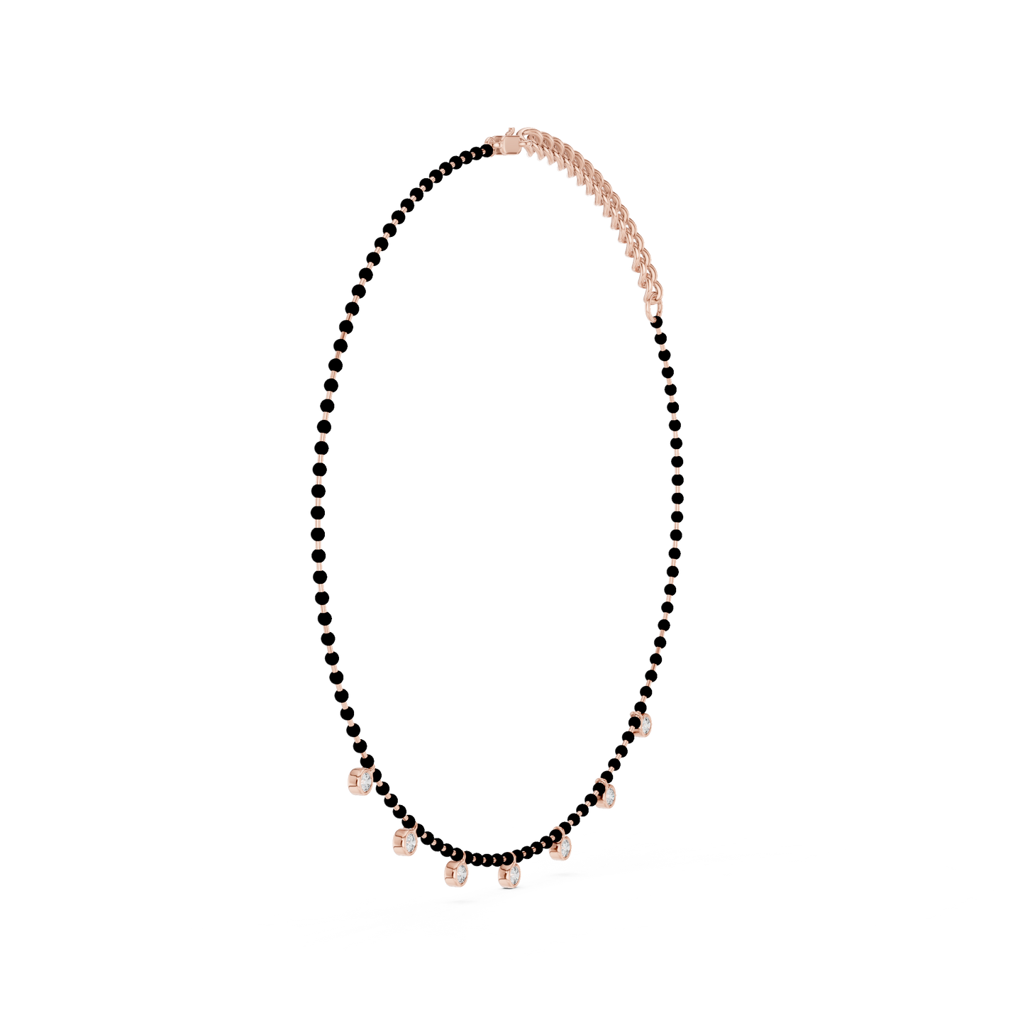 7 Stone 10k Solid White Gold Round Cut Lab Grown & Natural Diamond Graduation Necklace For Anniversary Gift